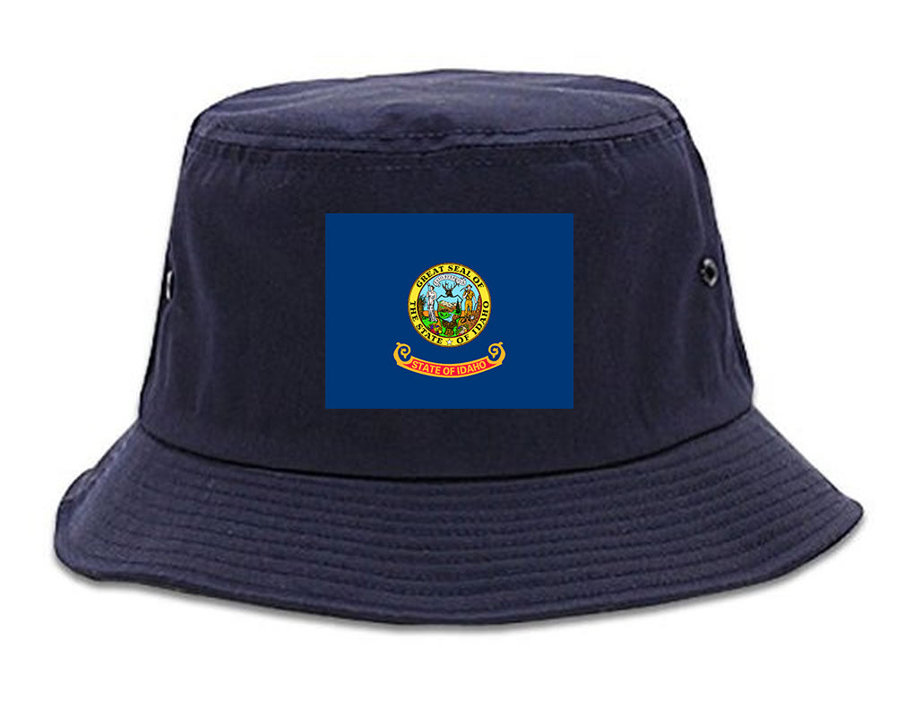 Idaho State Flag ID Chest Mens Bucket Hat Navy Blue