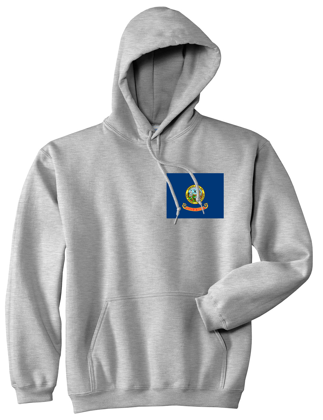 Idaho State Flag ID Chest Mens Pullover Hoodie Grey