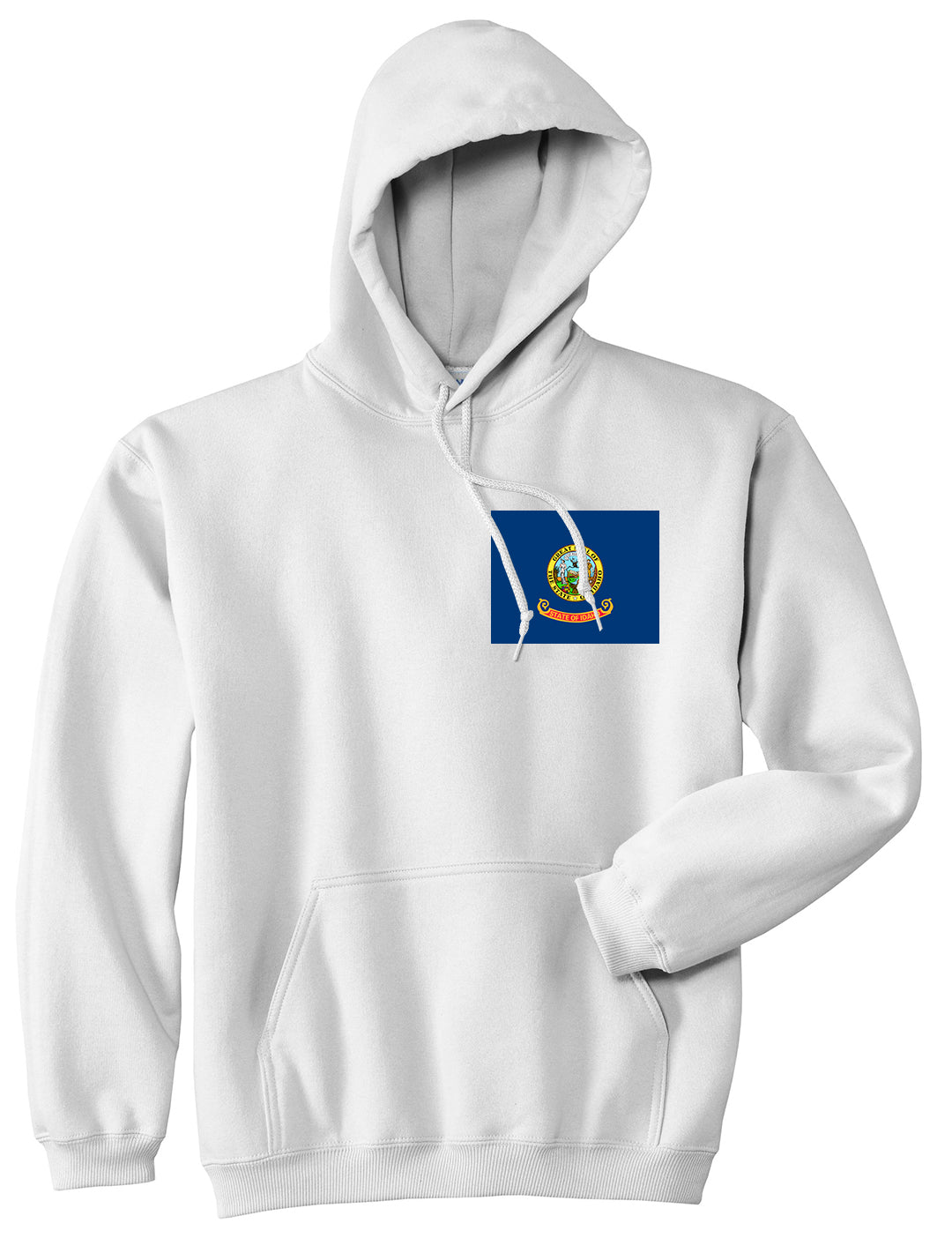 Idaho State Flag ID Chest Mens Pullover Hoodie White