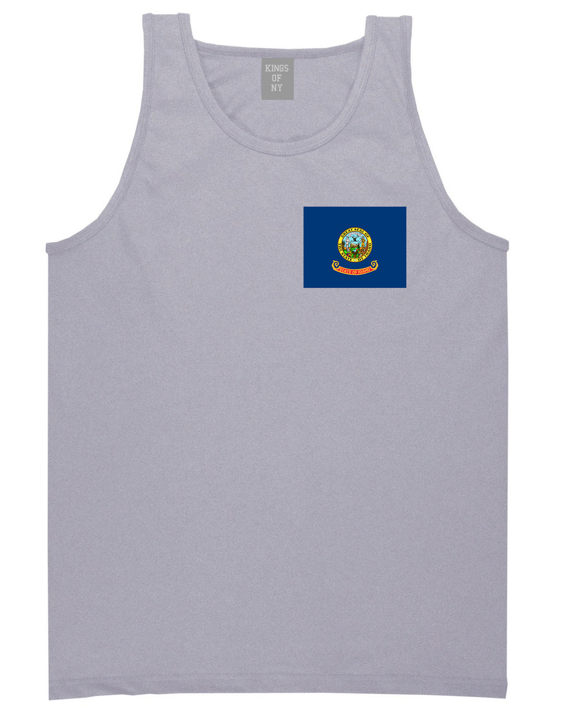 Idaho State Flag ID Chest Mens Tank Top T-Shirt Grey