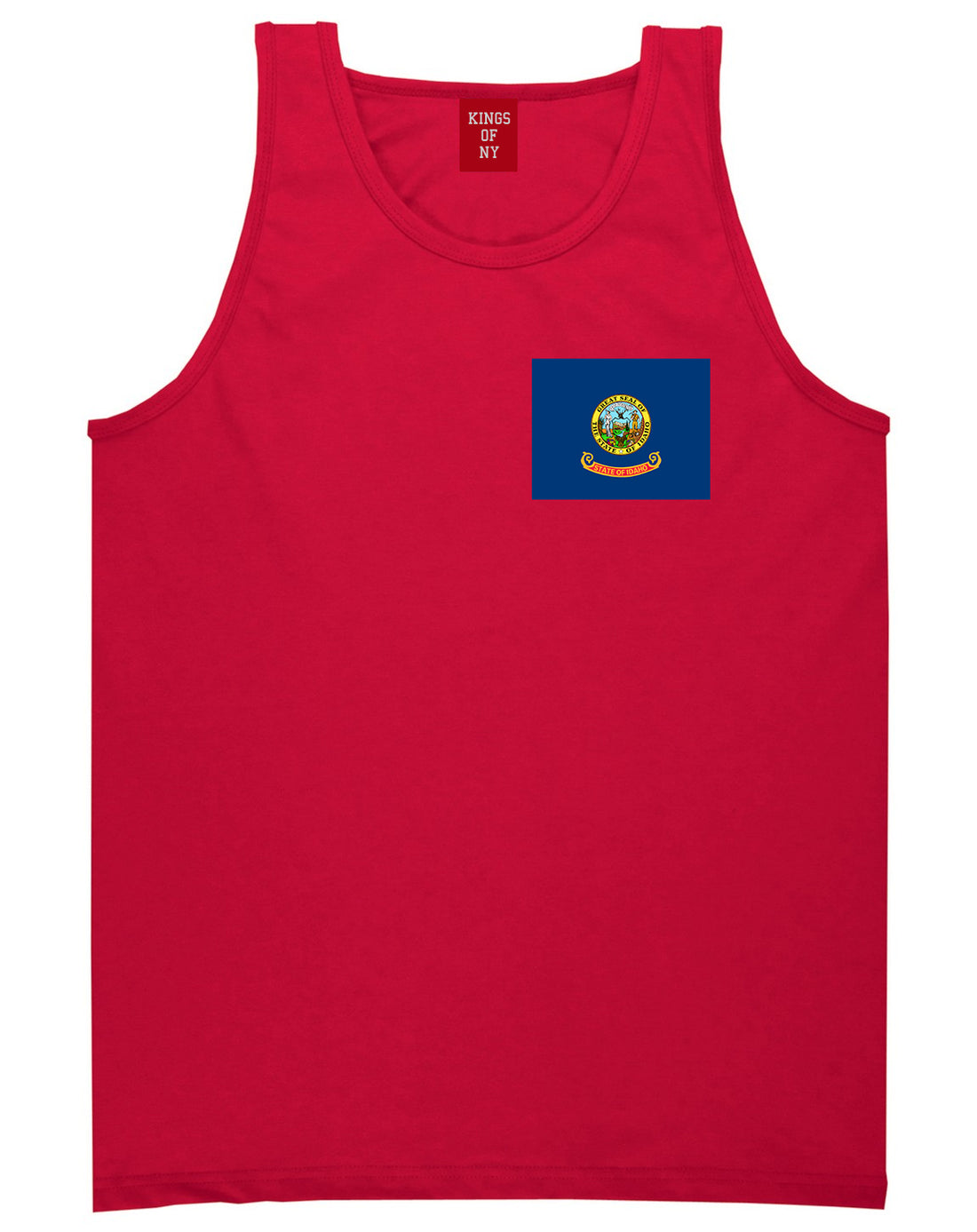 Idaho State Flag ID Chest Mens Tank Top T-Shirt Red