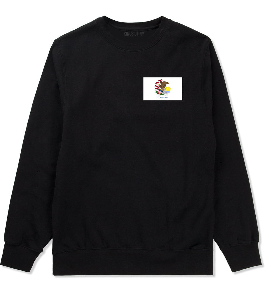 Illinois State Flag IL Chest Mens Crewneck Sweatshirt Black