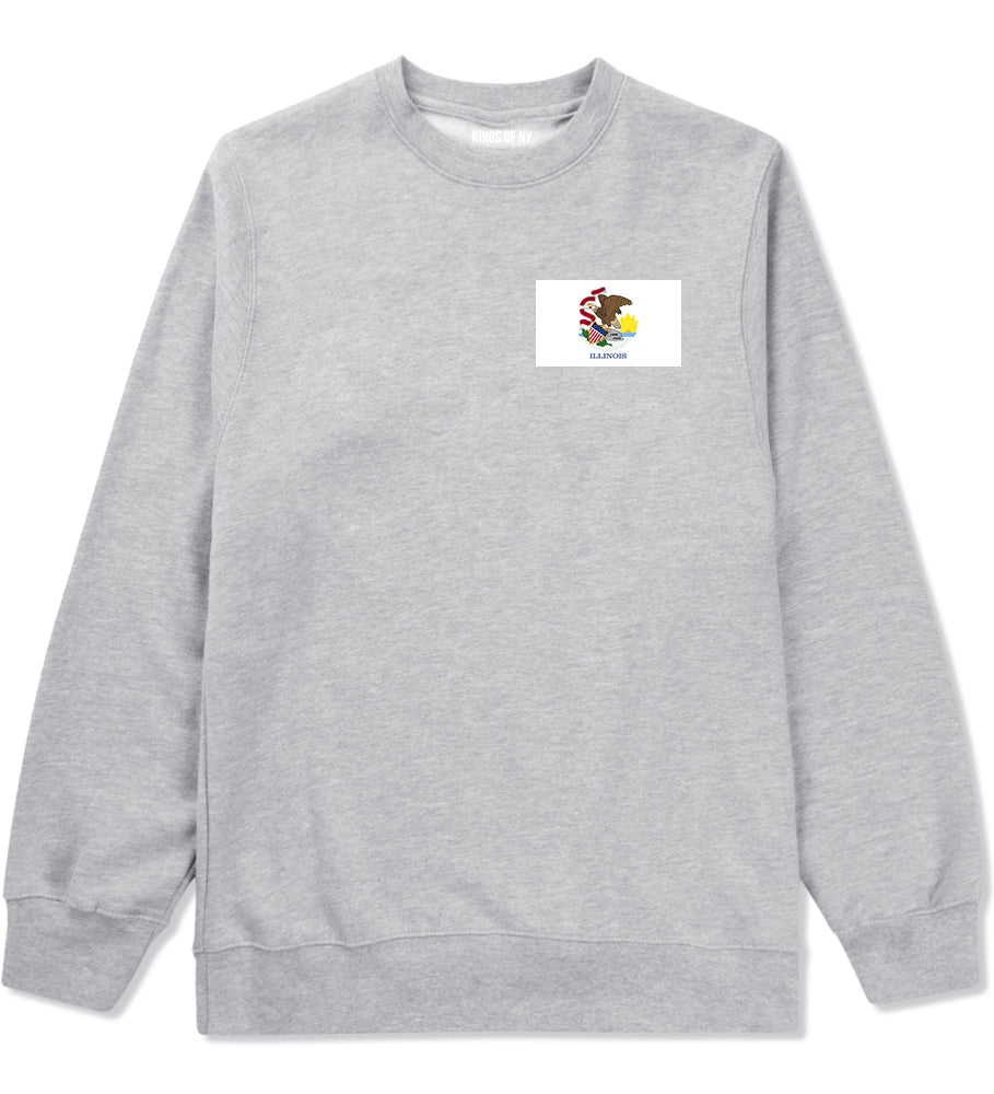 Illinois State Flag IL Chest Mens Crewneck Sweatshirt Grey
