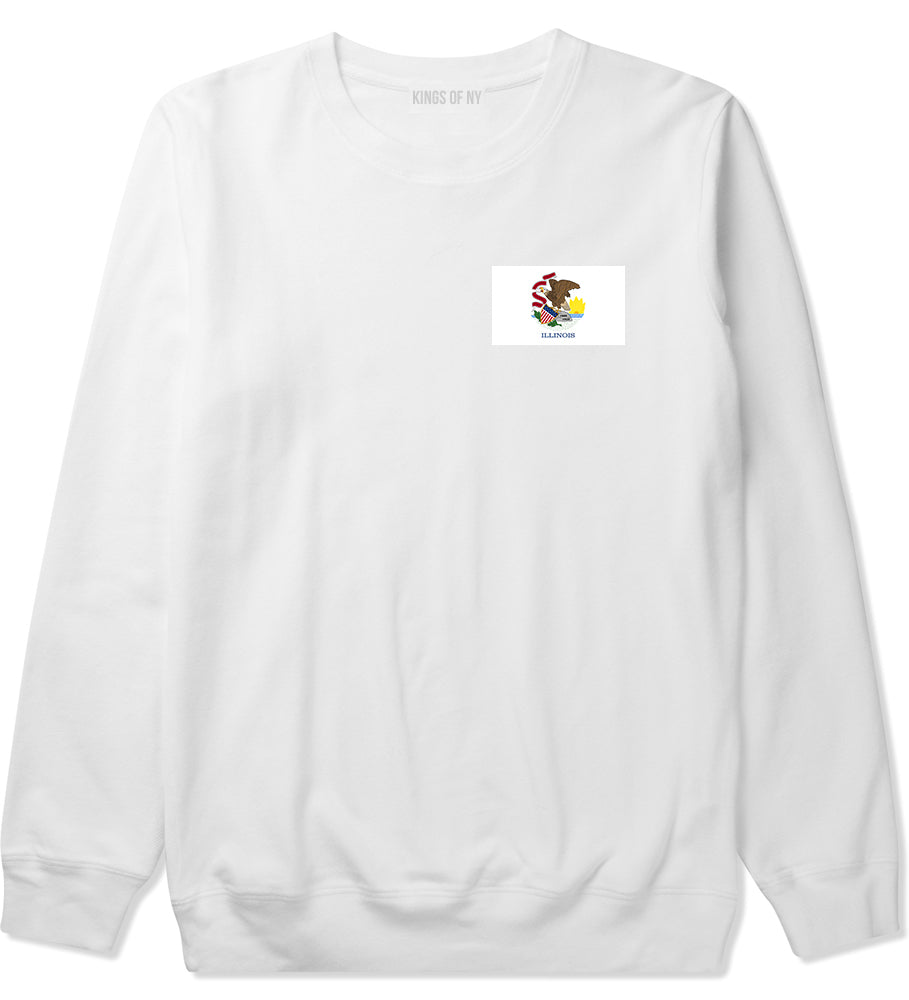 Illinois State Flag IL Chest Mens Crewneck Sweatshirt White