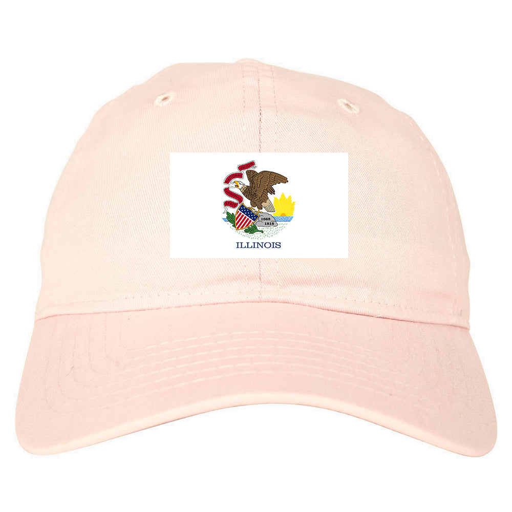 Illinois State Flag IL Chest Mens Dad Hat Pink