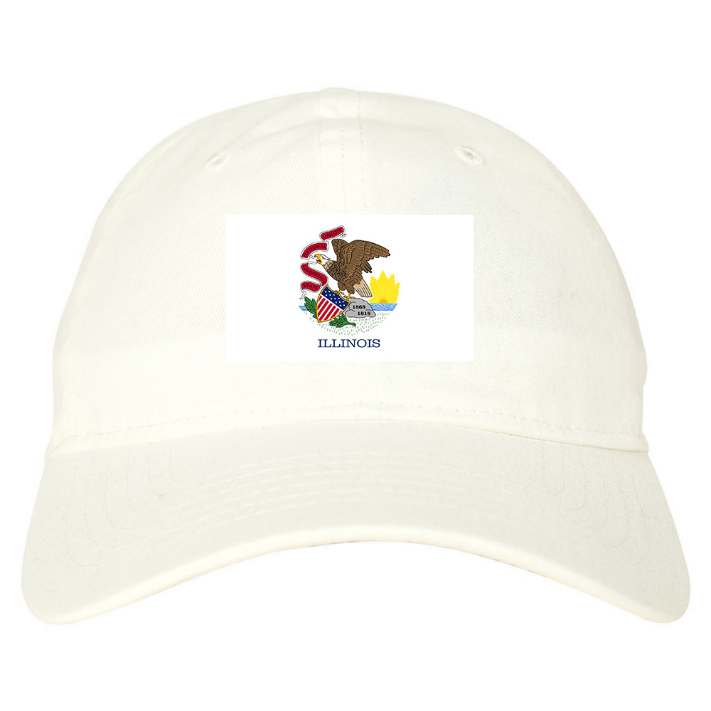 Illinois State Flag IL Chest Mens Dad Hat White