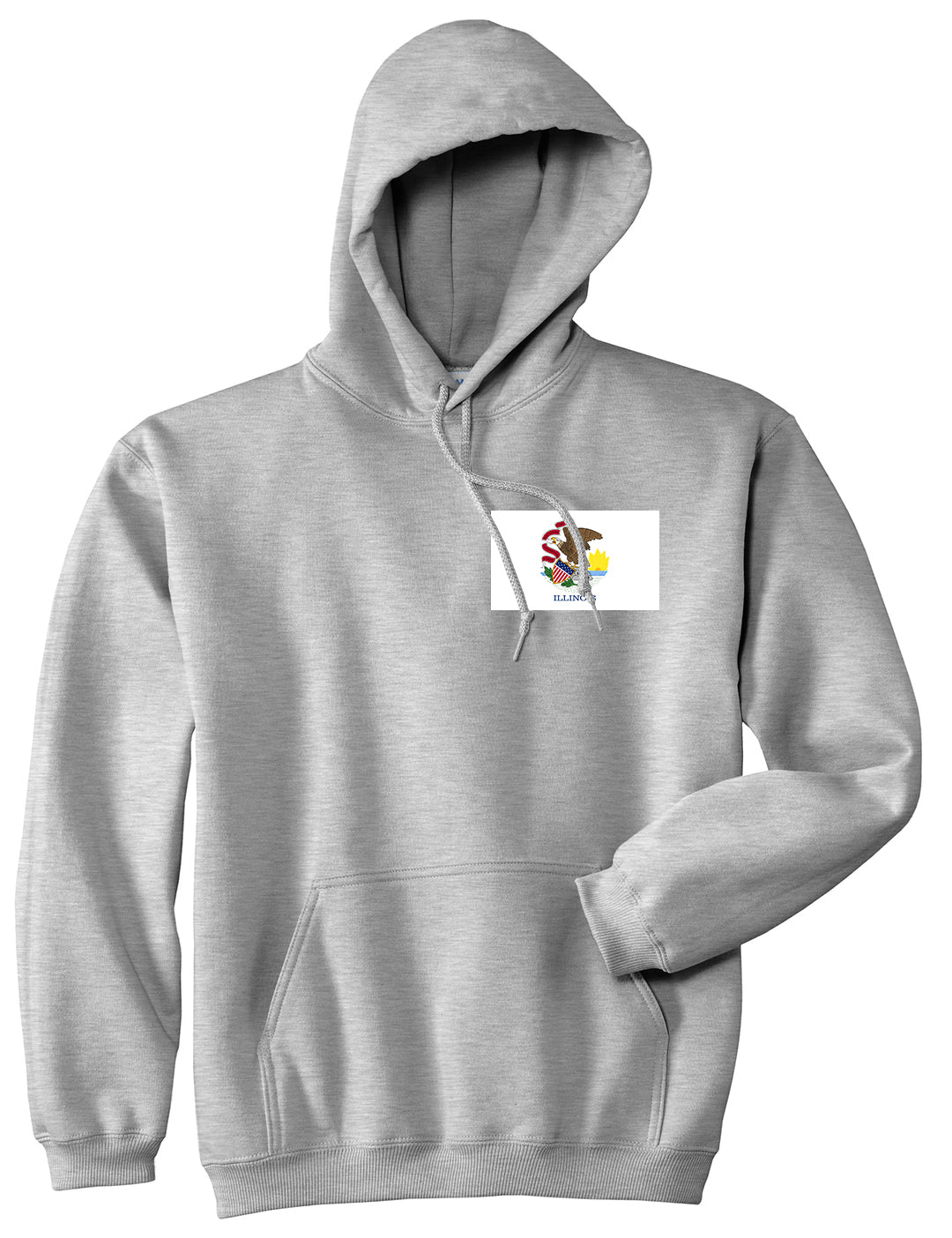 Illinois State Flag IL Chest Mens Pullover Hoodie Grey