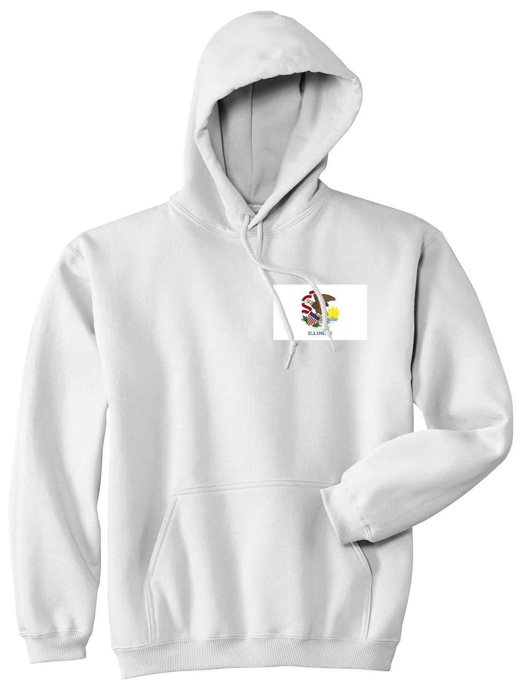 Illinois State Flag IL Chest Mens Pullover Hoodie White