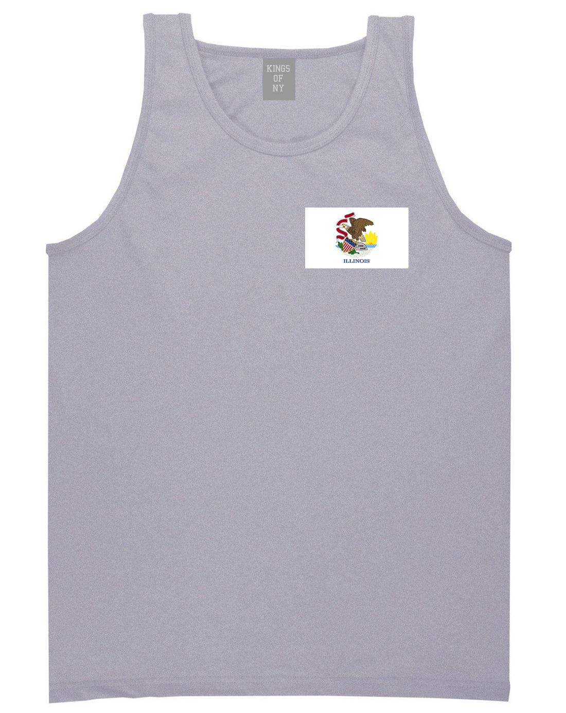 Illinois State Flag IL Chest Mens Tank Top T-Shirt Grey