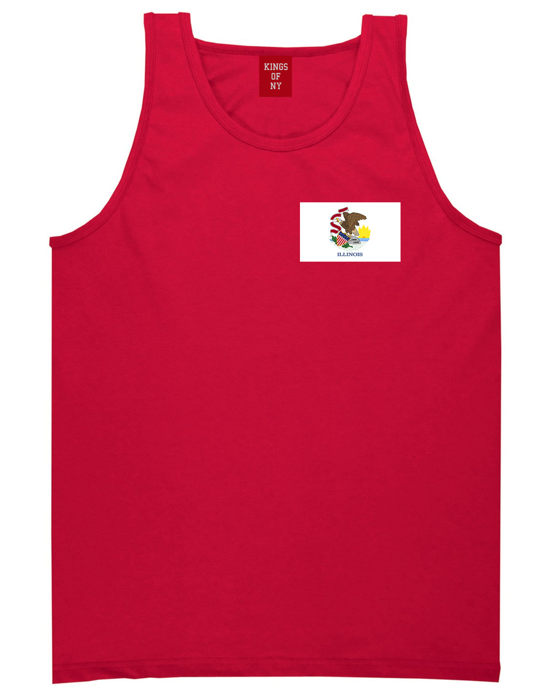 Illinois State Flag IL Chest Mens Tank Top T-Shirt Red