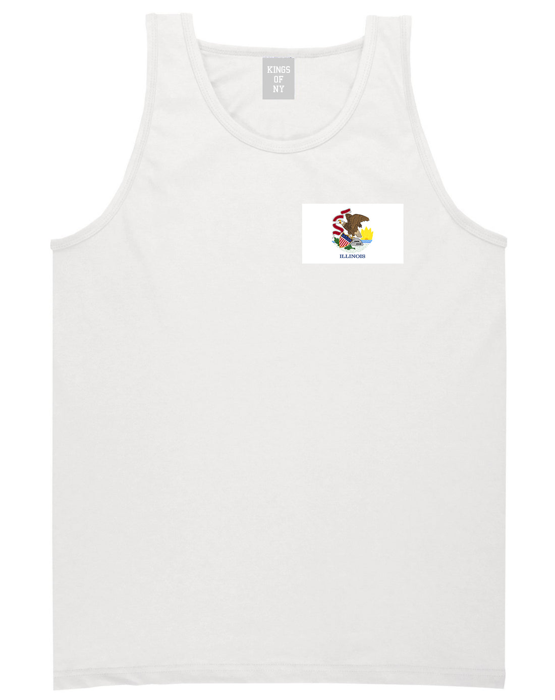 Illinois State Flag IL Chest Mens Tank Top T-Shirt White