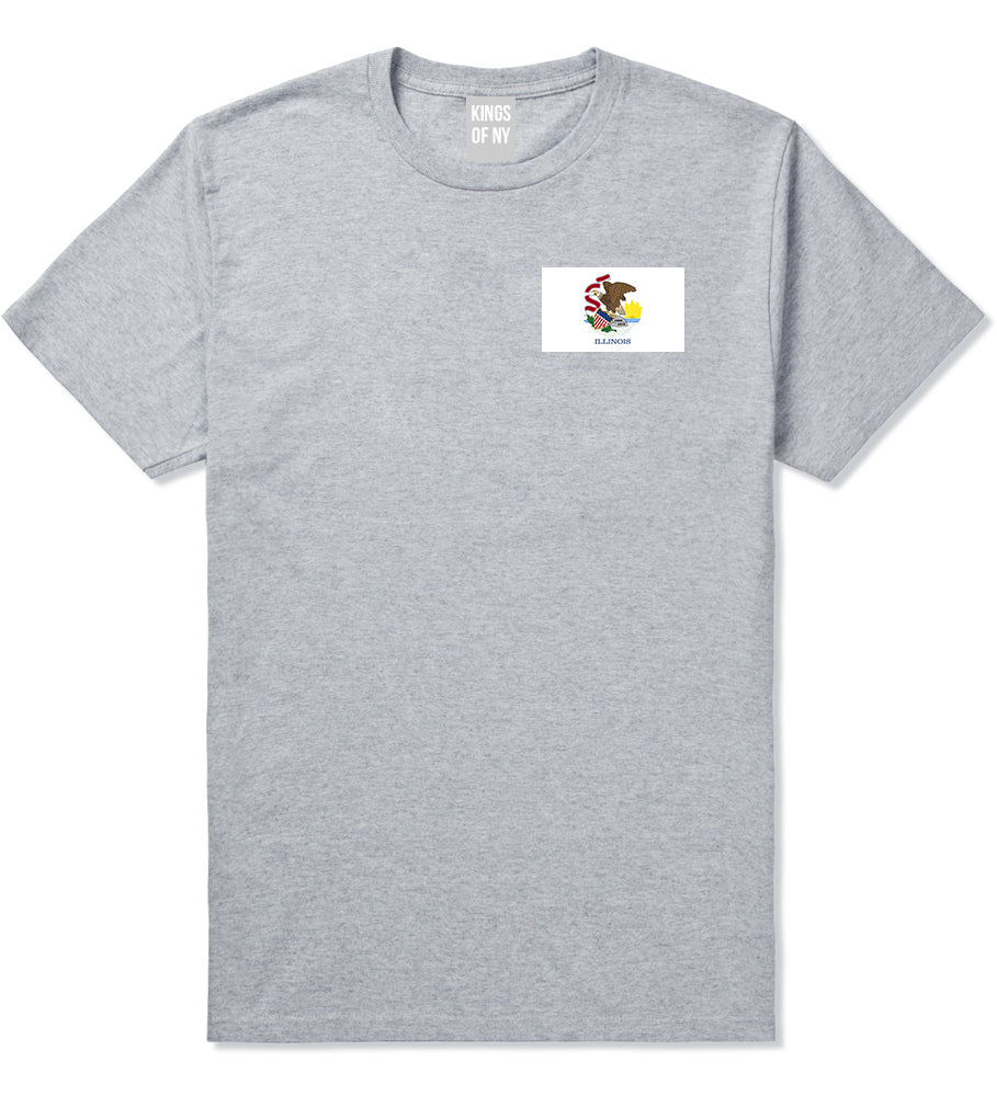 Illinois State Flag IL Chest Mens T-Shirt Grey