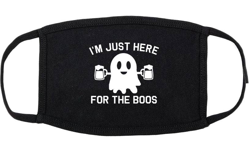 Im Just Here For The Boos Halloween Cotton Face Mask Black