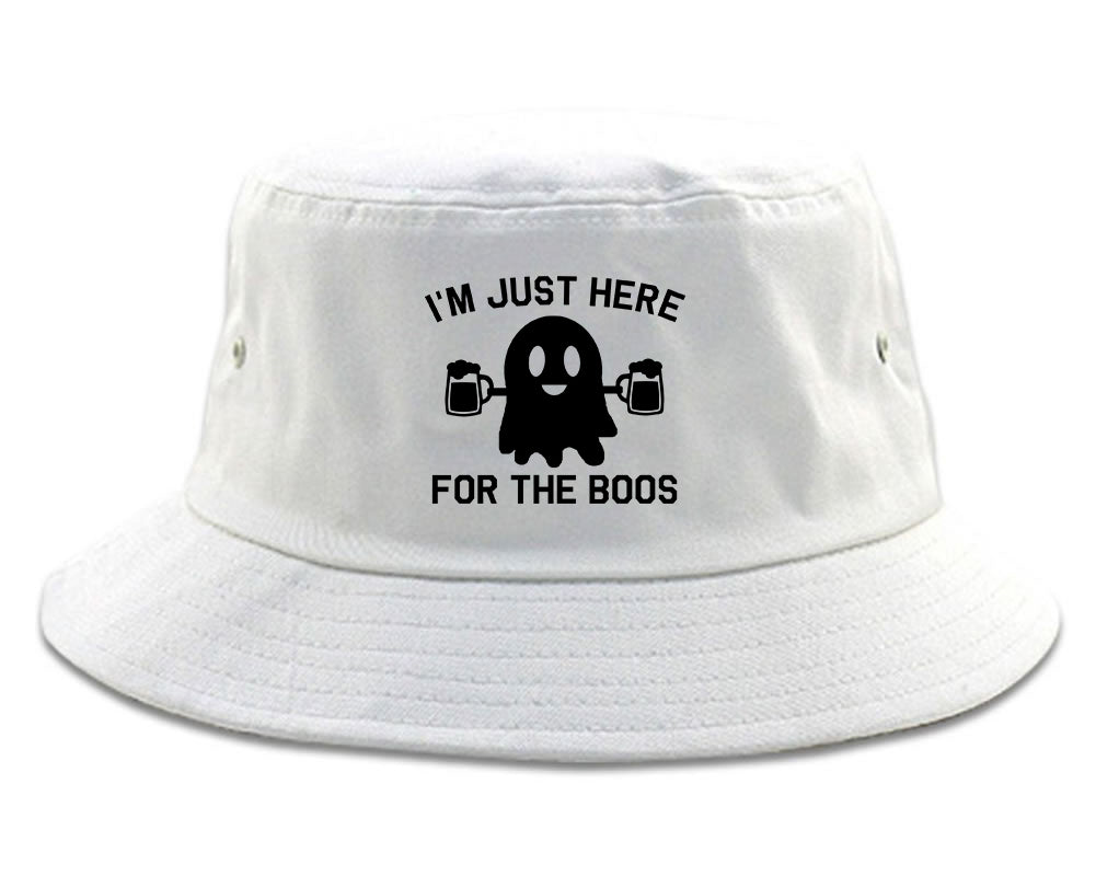 Im Just Here For The Boos Halloween Mens Snapback Hat White