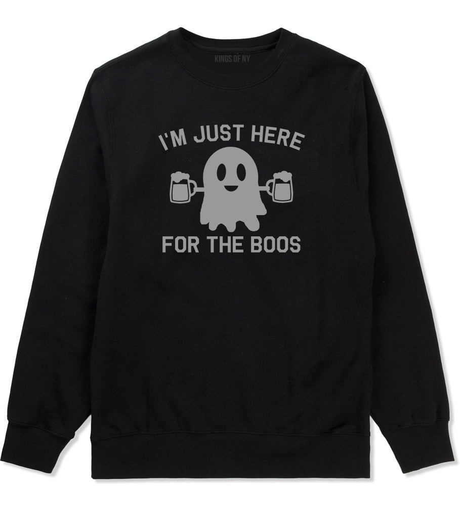 Im Just Here For The Boos Halloween Mens Crewneck Sweatshirt Black