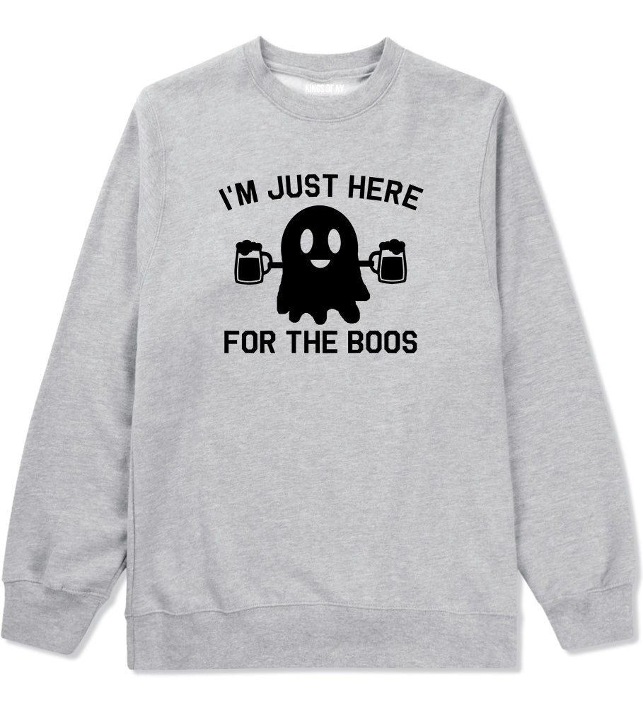 Im Just Here For The Boos Halloween Mens Crewneck Sweatshirt Grey