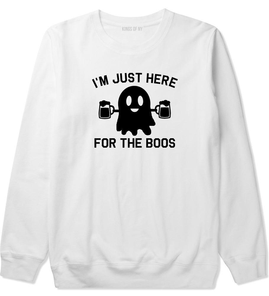 Im Just Here For The Boos Halloween Mens Crewneck Sweatshirt White