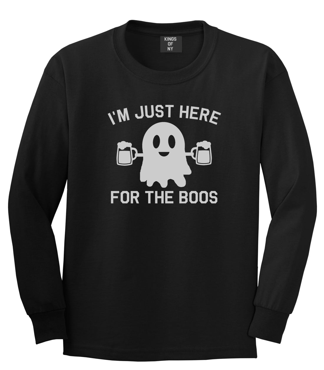Im Just Here For The Boos Halloween Mens Long Sleeve T-Shirt Black