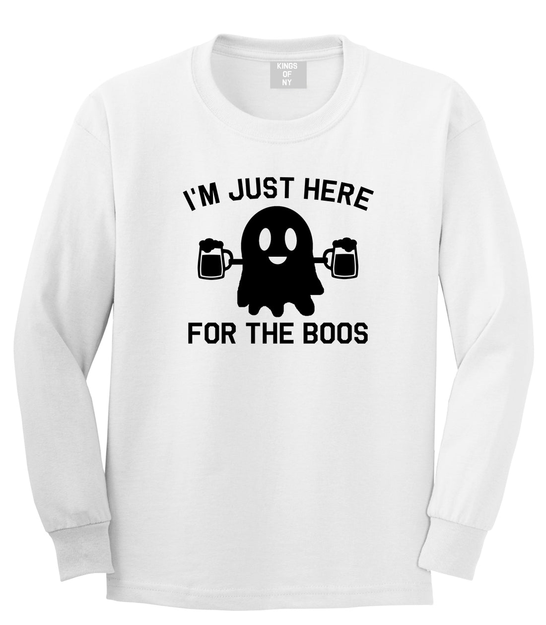 Im Just Here For The Boos Halloween Mens Long Sleeve T-Shirt White