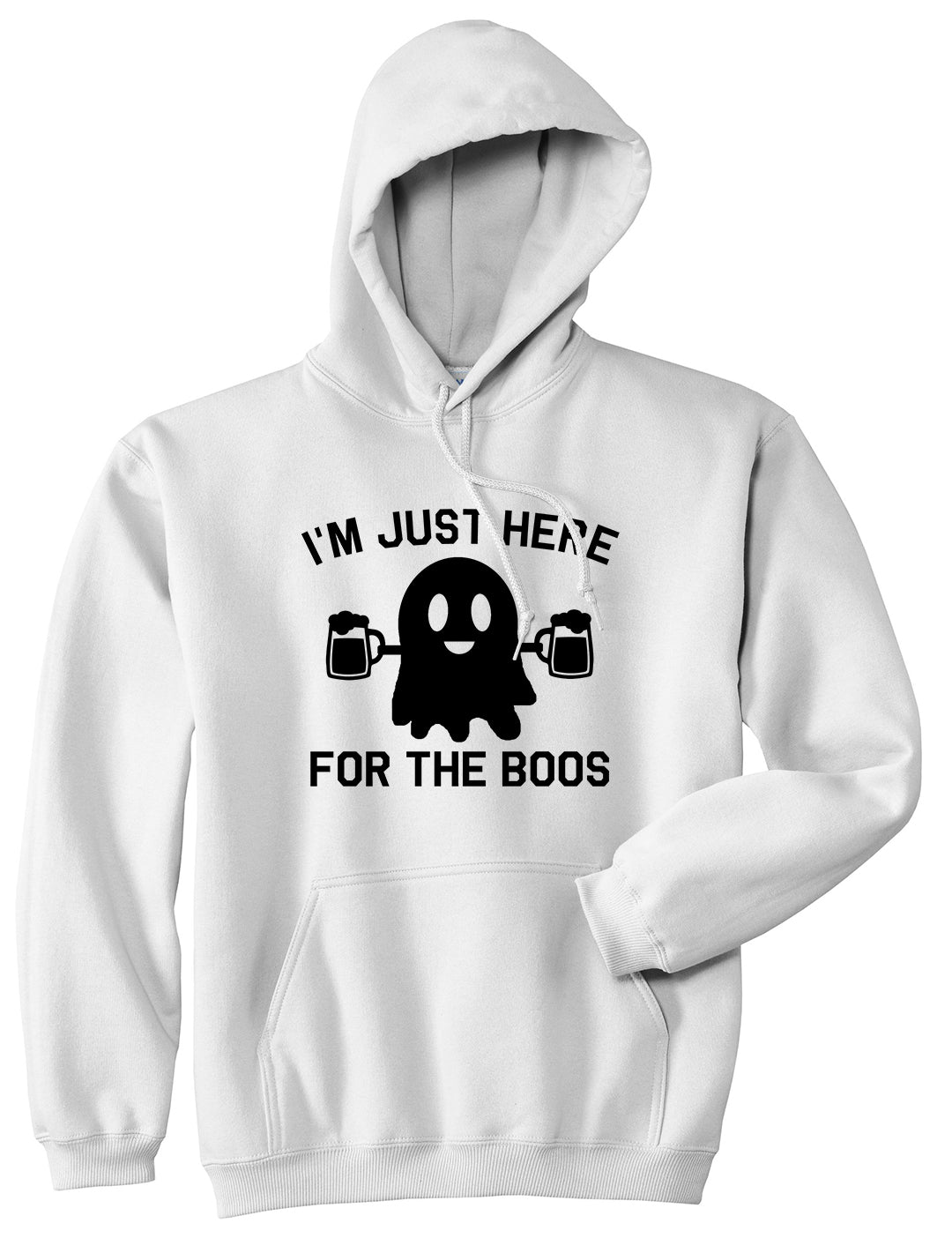 Im Just Here For The Boos Halloween Mens Pullover Hoodie White