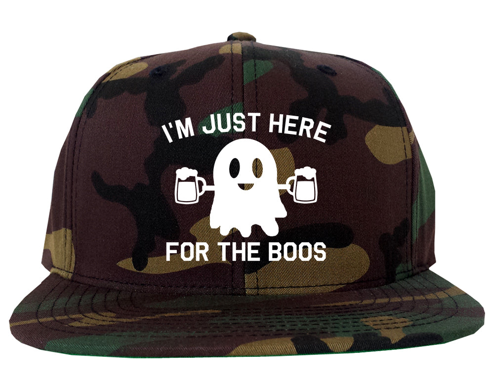 Im Just Here For The Boos Halloween Mens Snapback Hat Green Camo