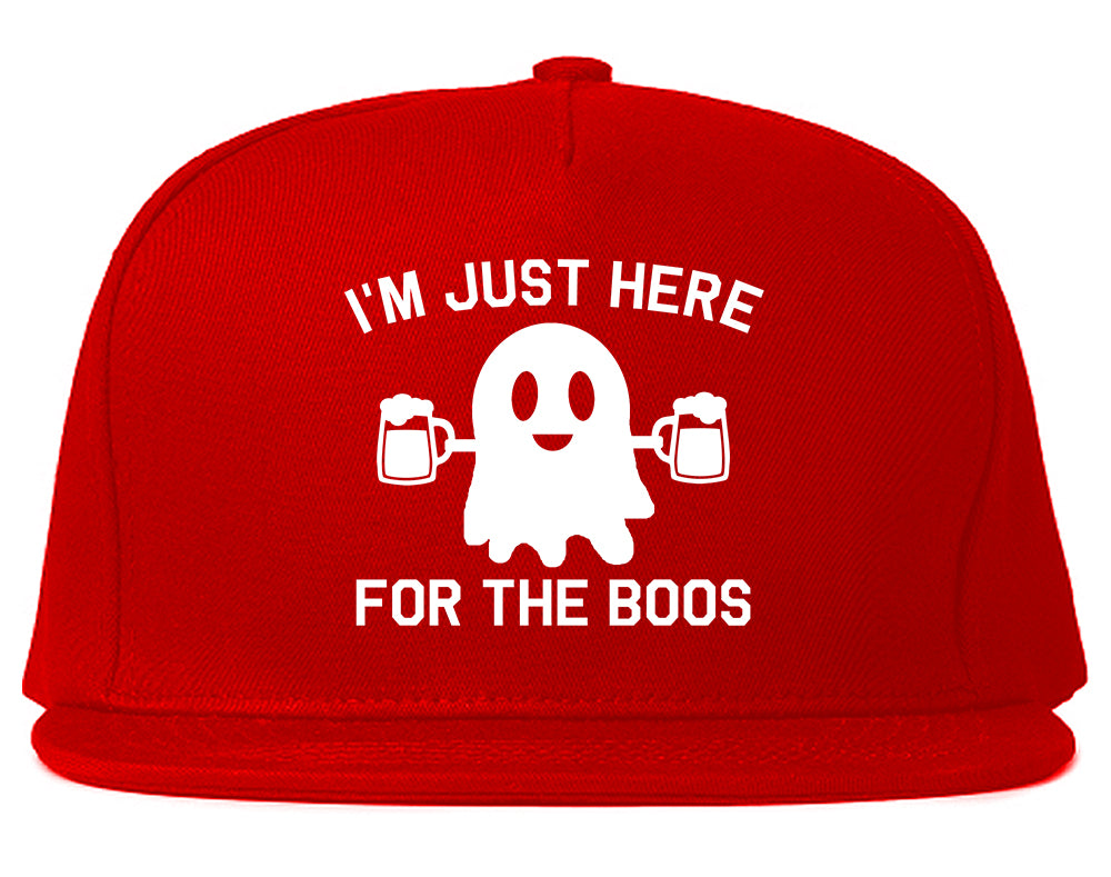 Im Just Here For The Boos Halloween Mens Snapback Hat Red