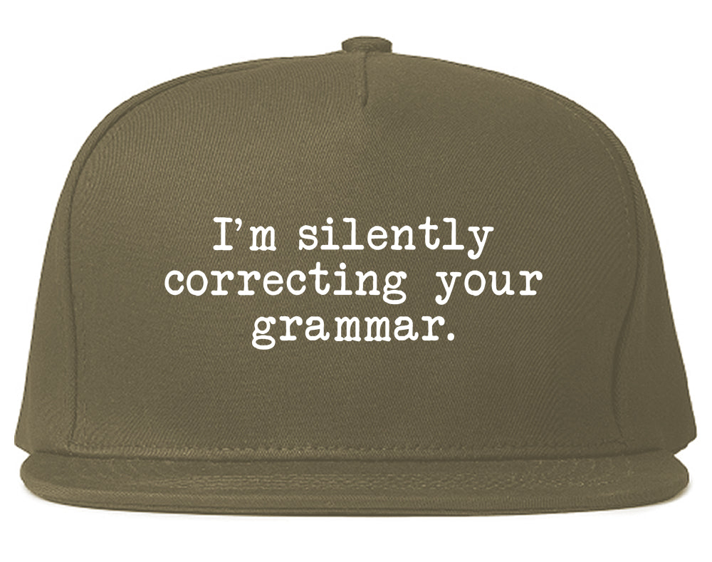 Im Silently Correcting Your Grammar Funny Mens Snapback Hat Grey