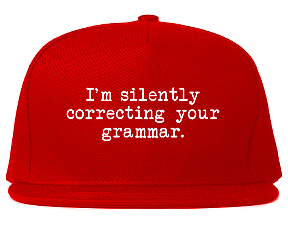 Im Silently Correcting Your Grammar Funny Mens Snapback Hat Red