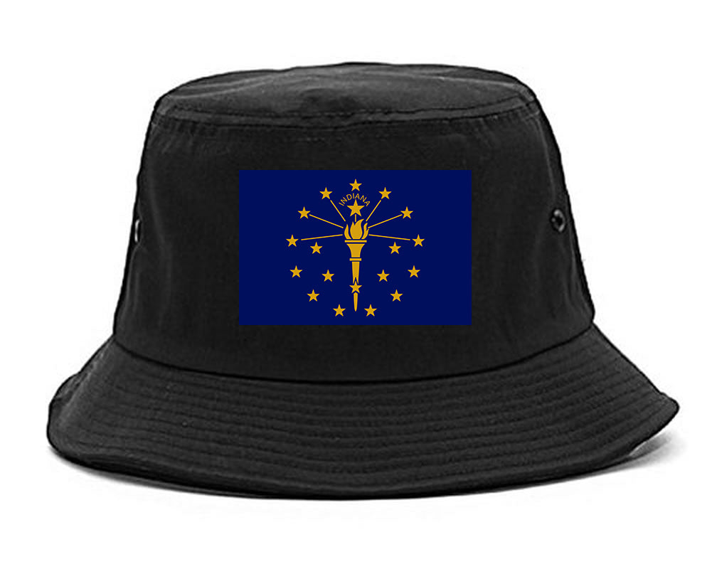 Indiana State Flag IN Chest Mens Bucket Hat Black