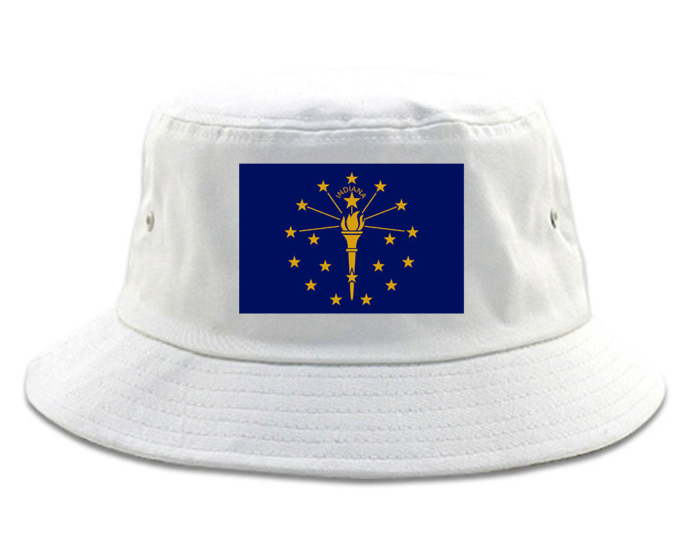 Indiana State Flag IN Chest Mens Bucket Hat White