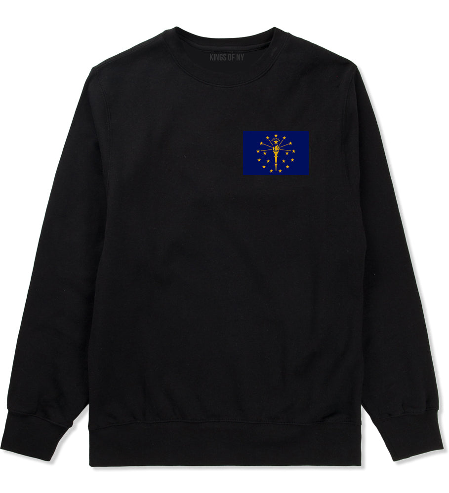 Indiana State Flag IN Chest Mens Crewneck Sweatshirt Black