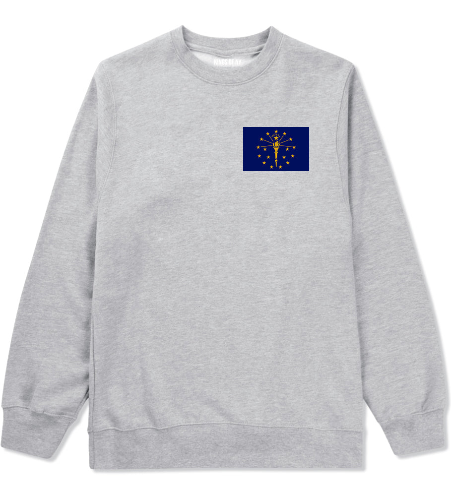Indiana State Flag IN Chest Mens Crewneck Sweatshirt Grey