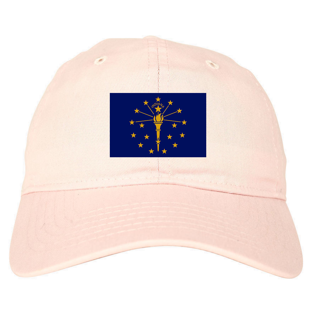 Indiana State Flag IN Chest Mens Dad Hat Pink