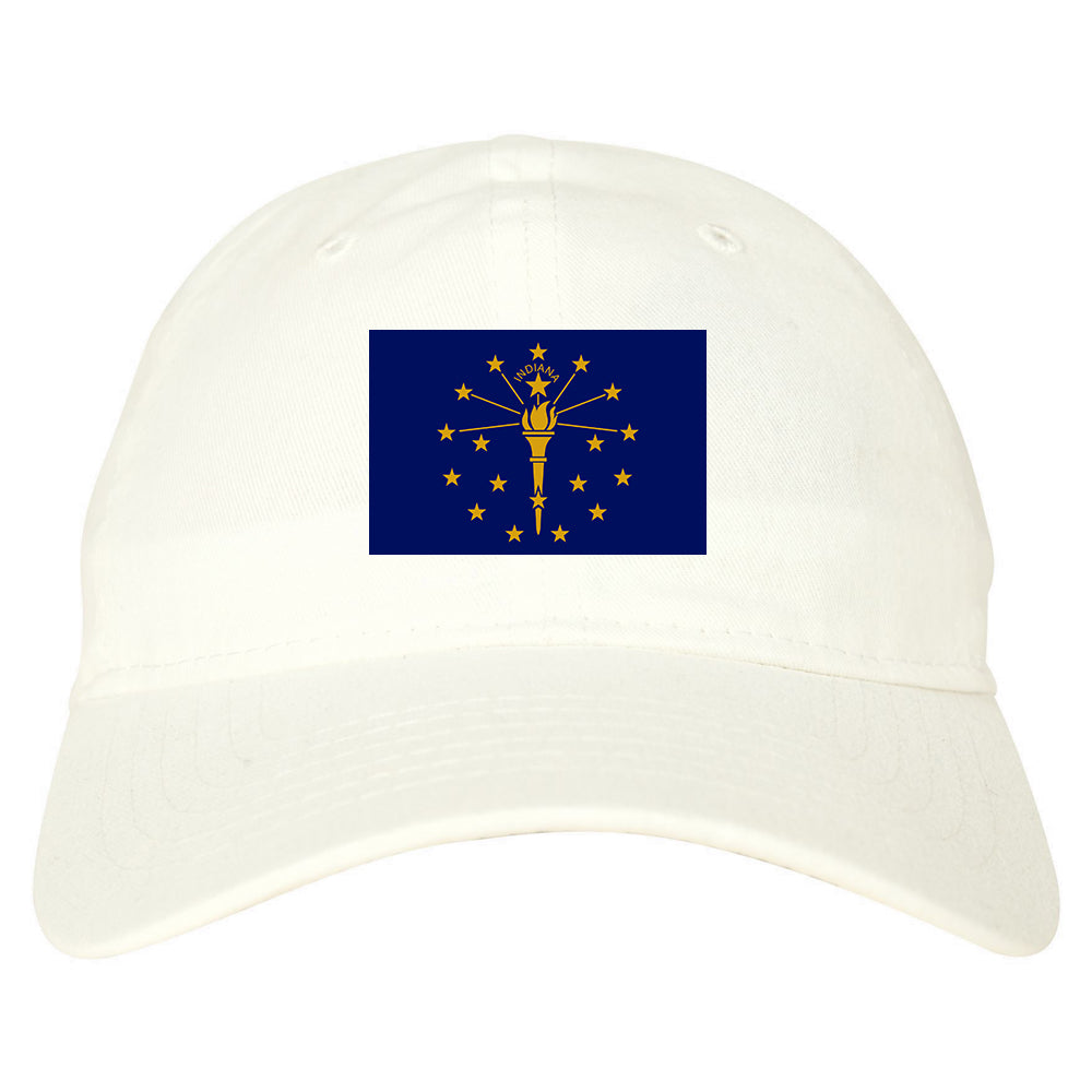 Indiana State Flag IN Chest Mens Dad Hat White