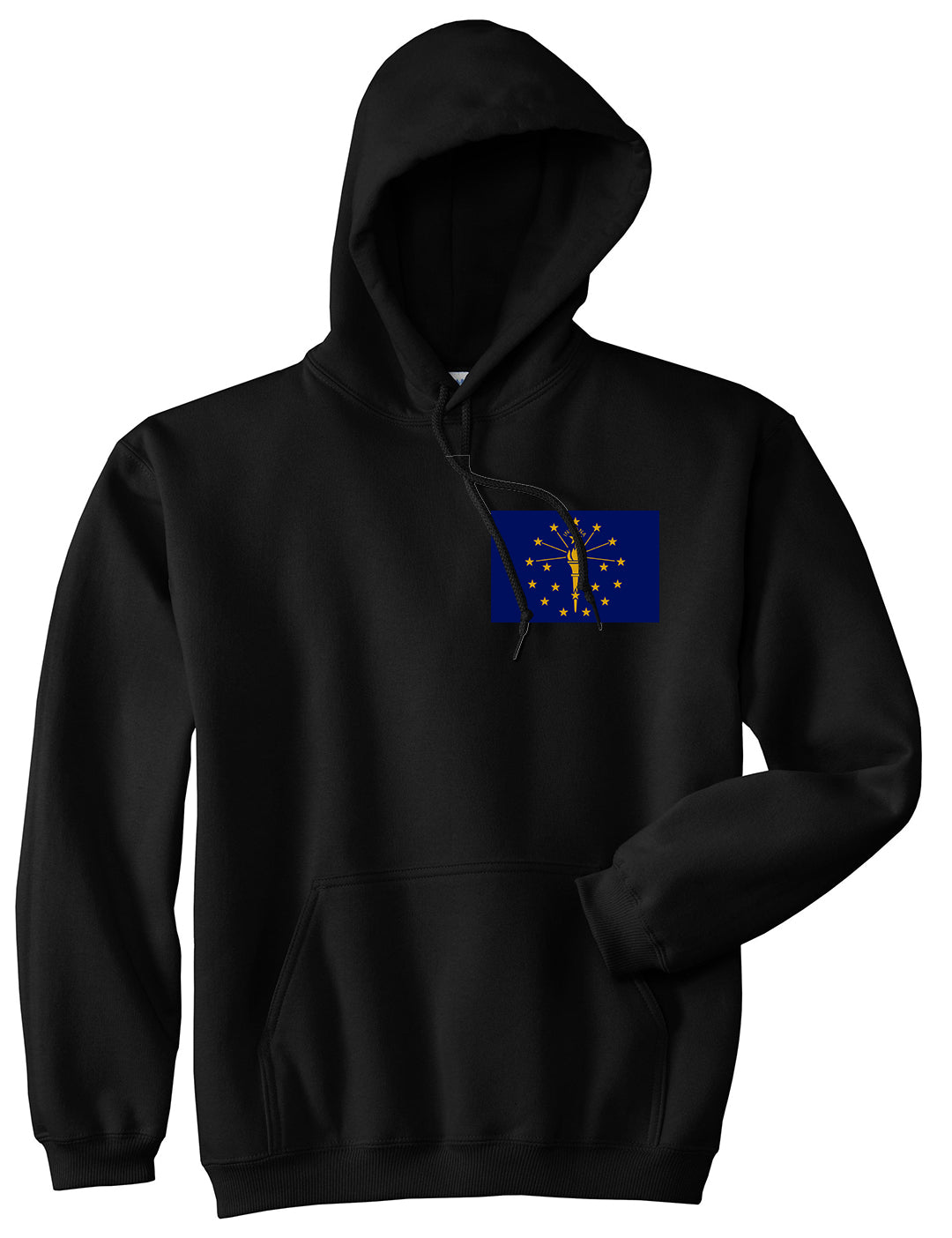 Indiana State Flag IN Chest Mens Pullover Hoodie Black