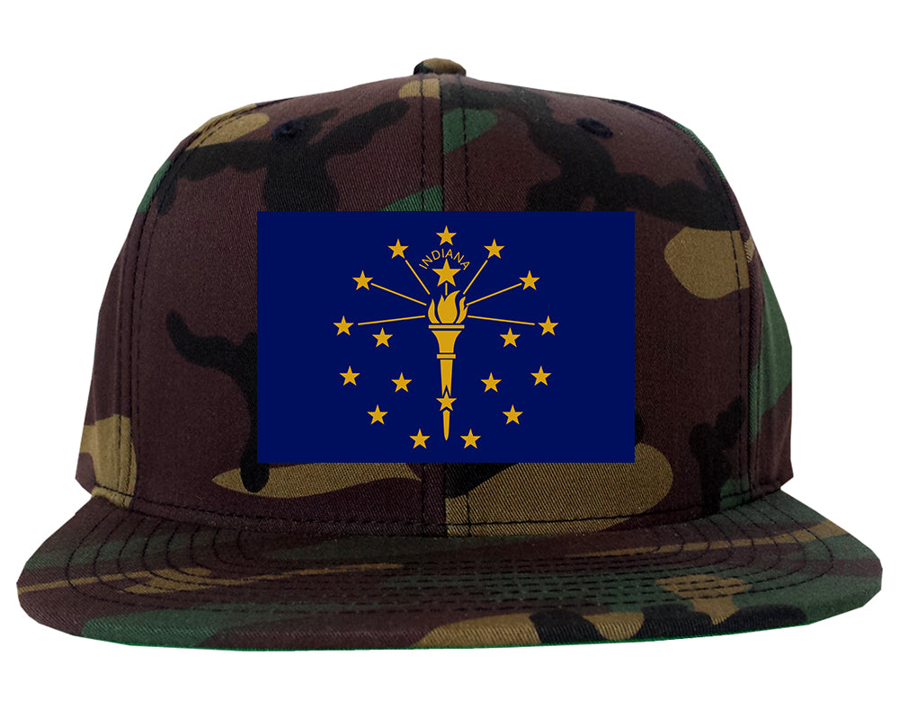 Indiana State Flag IN Chest Mens Snapback Hat Army Camo