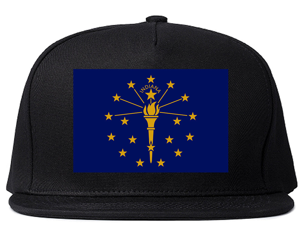 Indiana State Flag IN Chest Mens Snapback Hat Black