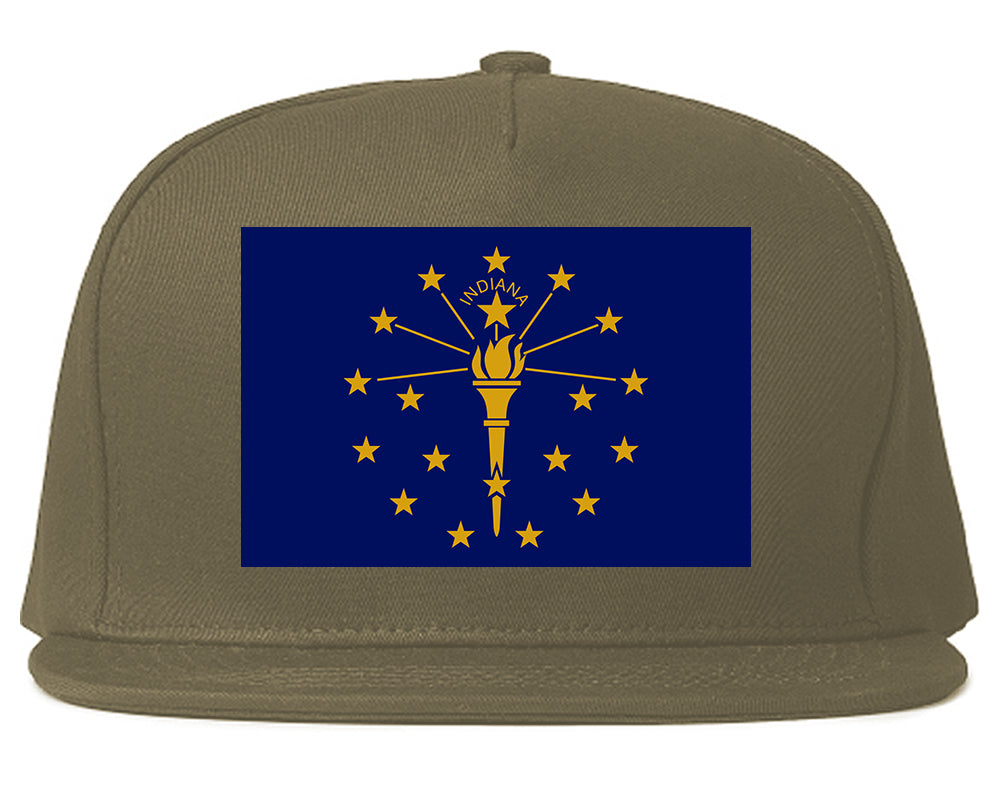 Indiana State Flag IN Chest Mens Snapback Hat Grey