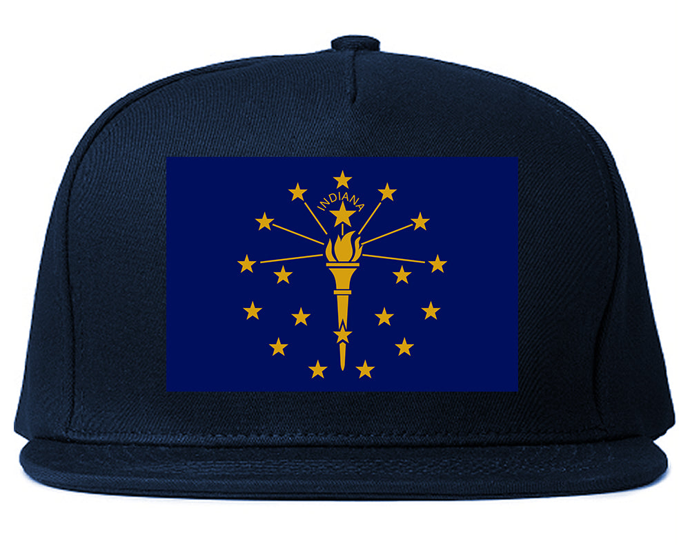 Indiana State Flag IN Chest Mens Snapback Hat Navy Blue