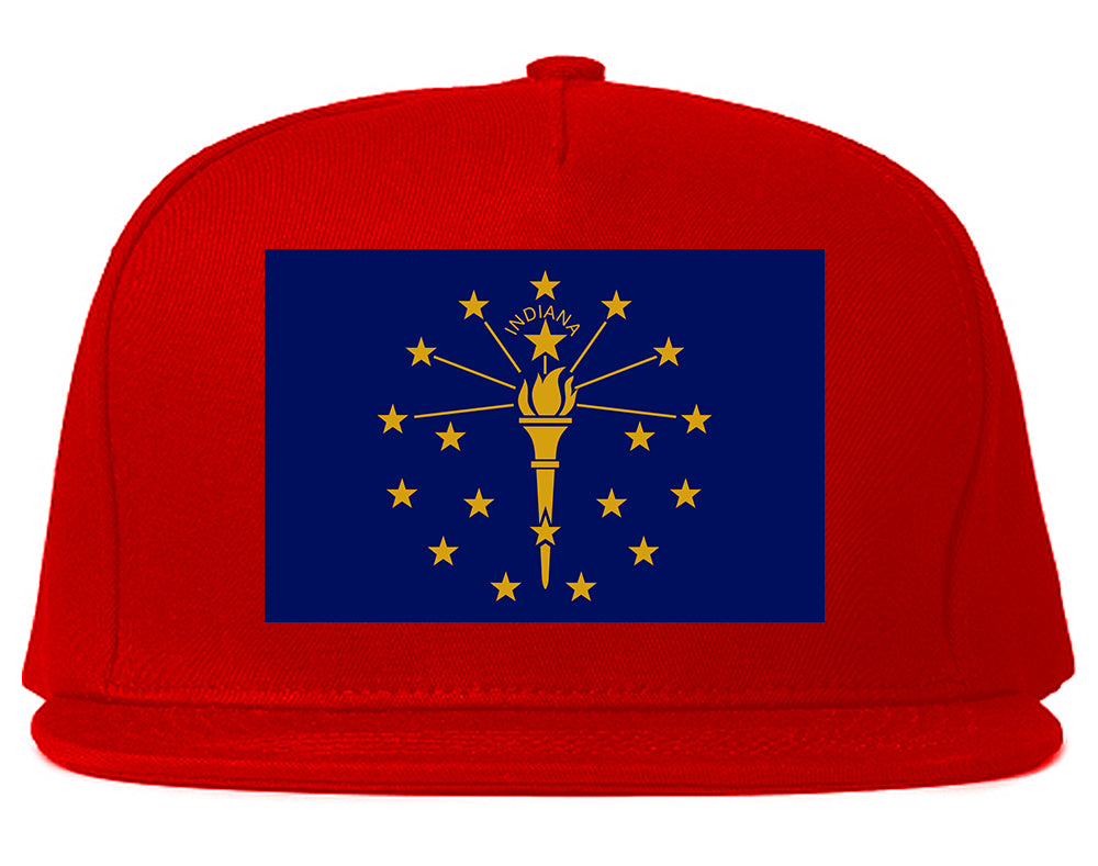 Indiana State Flag IN Chest Mens Snapback Hat Red