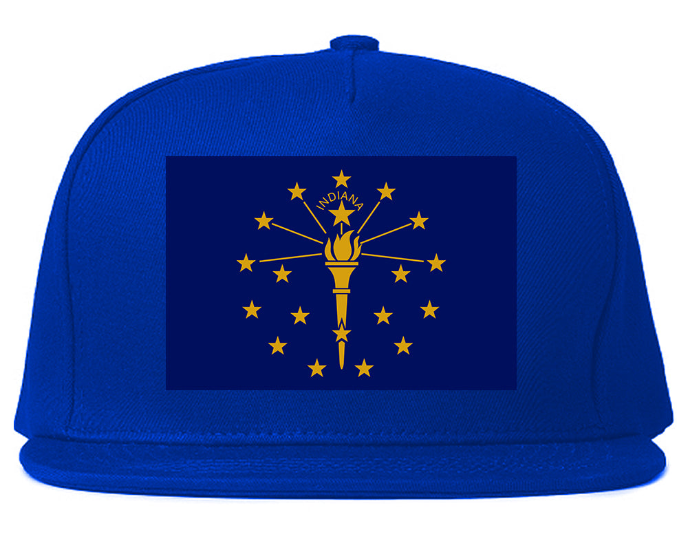 Indiana State Flag IN Chest Mens Snapback Hat Royal Blue
