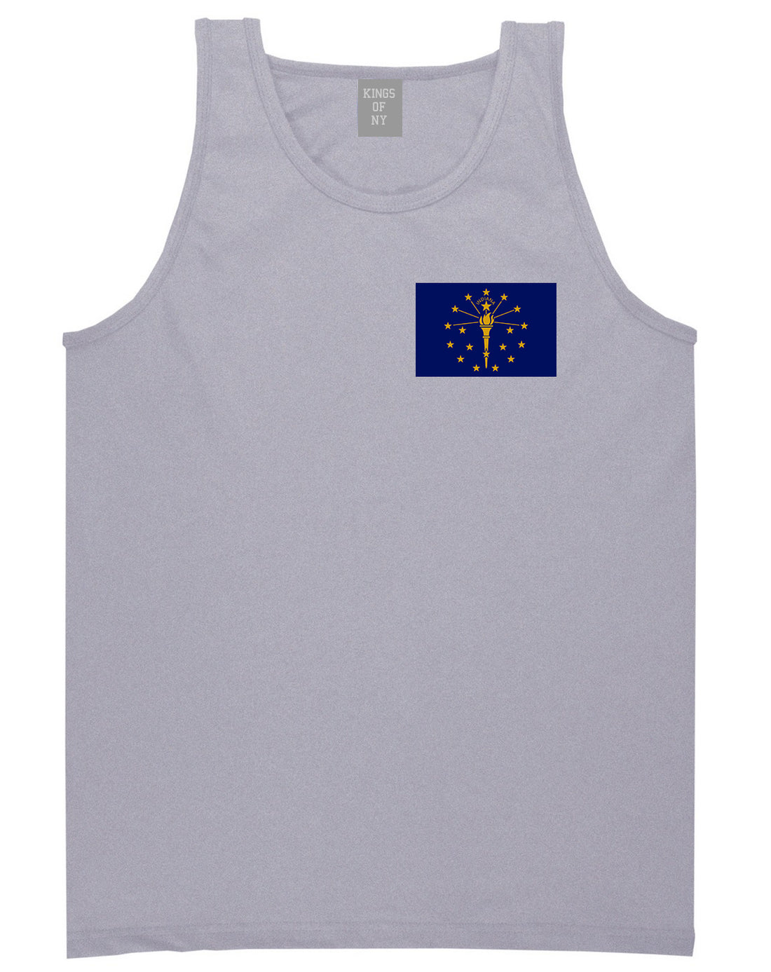 Indiana State Flag IN Chest Mens Tank Top T-Shirt Grey