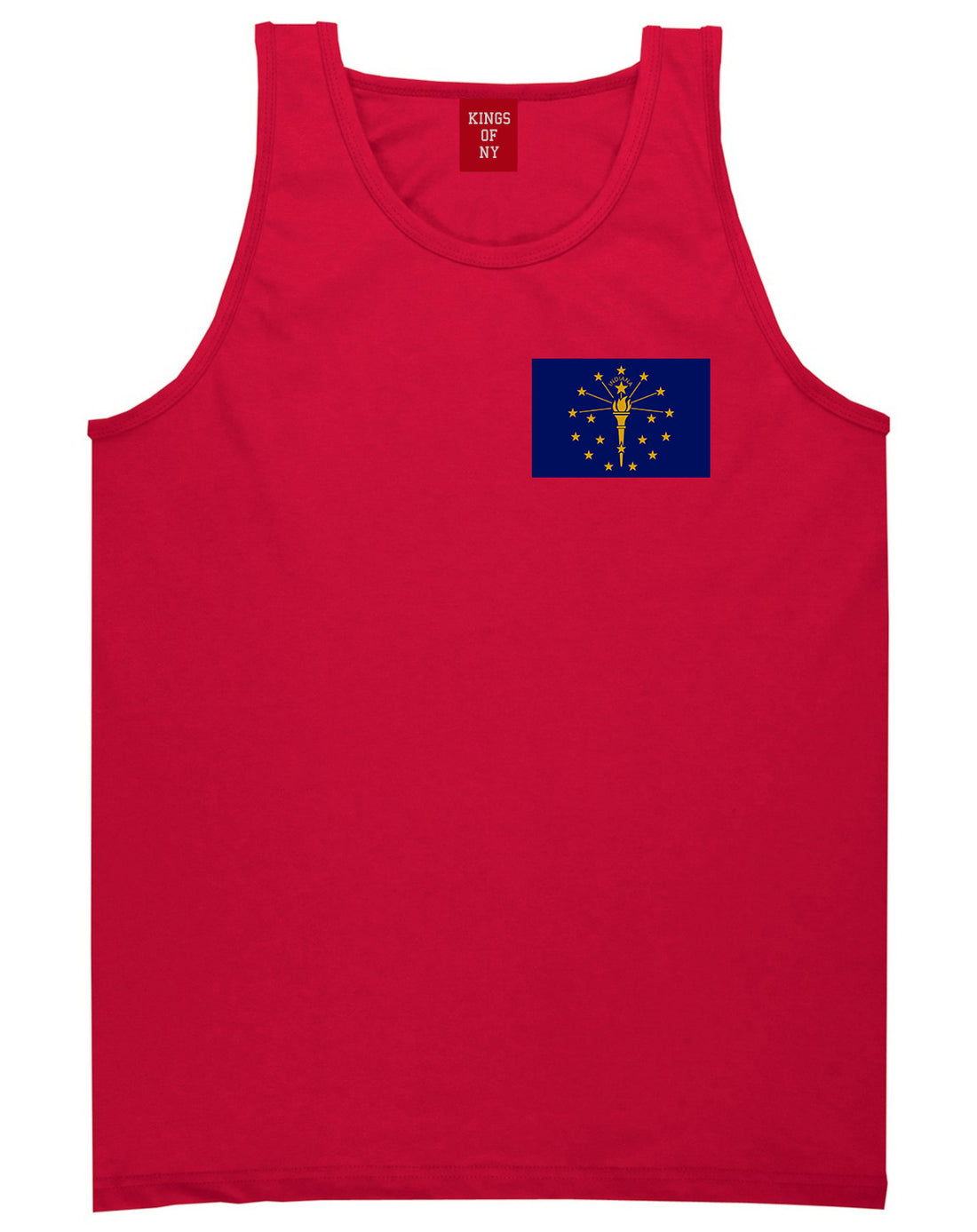 Indiana State Flag IN Chest Mens Tank Top T-Shirt Red