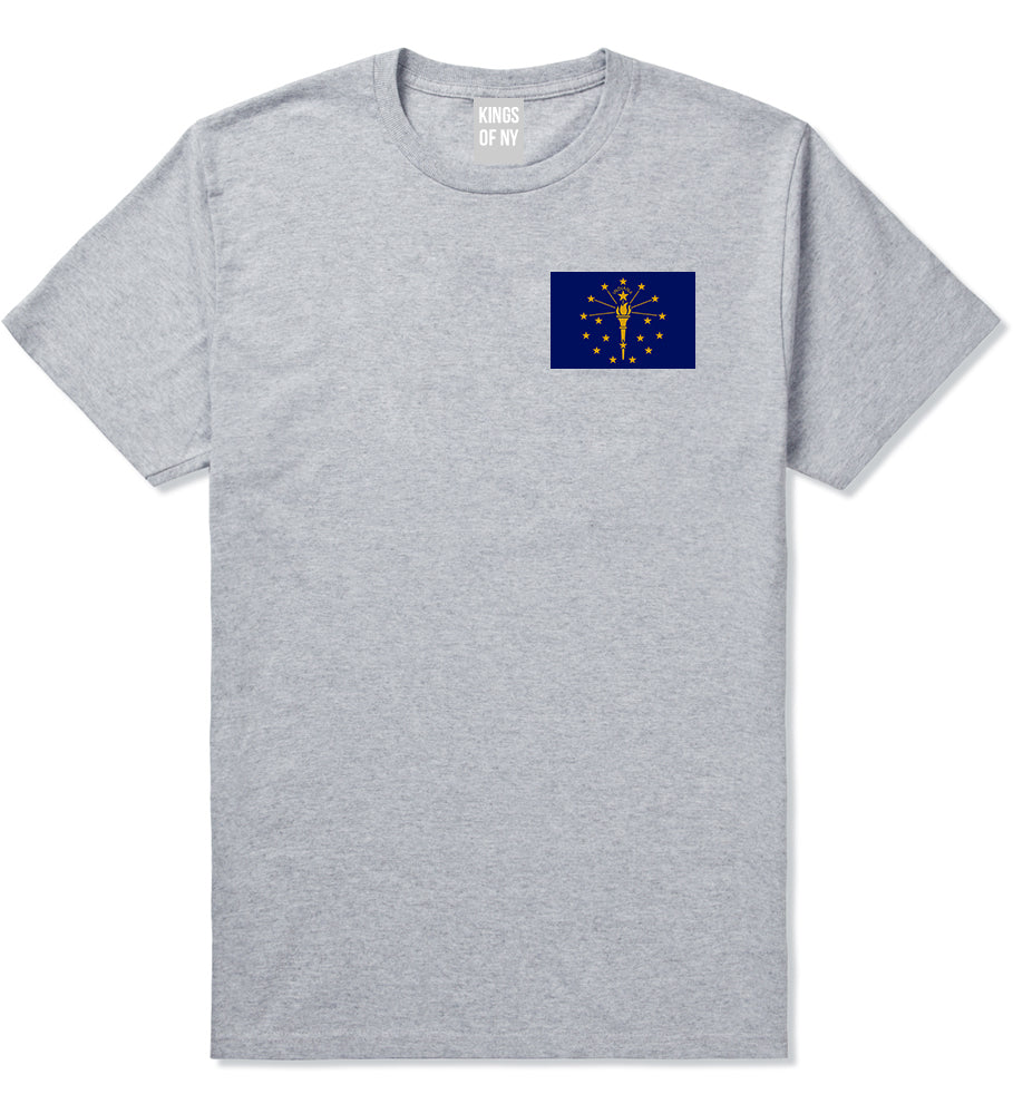 Indiana State Flag IN Chest Mens T-Shirt Grey
