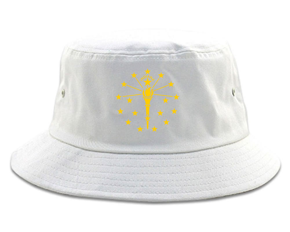 Indiana State Flag Outline Mens Bucket Hat White