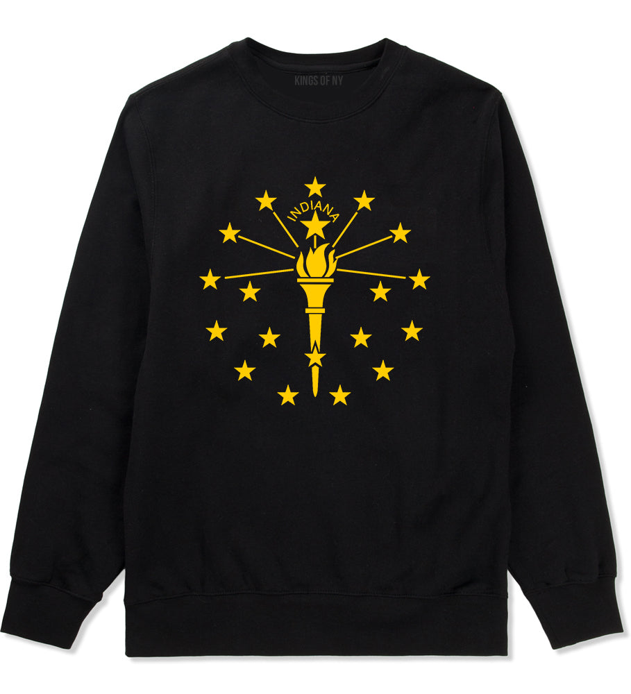 Indiana State Flag Outline Mens Crewneck Sweatshirt Black