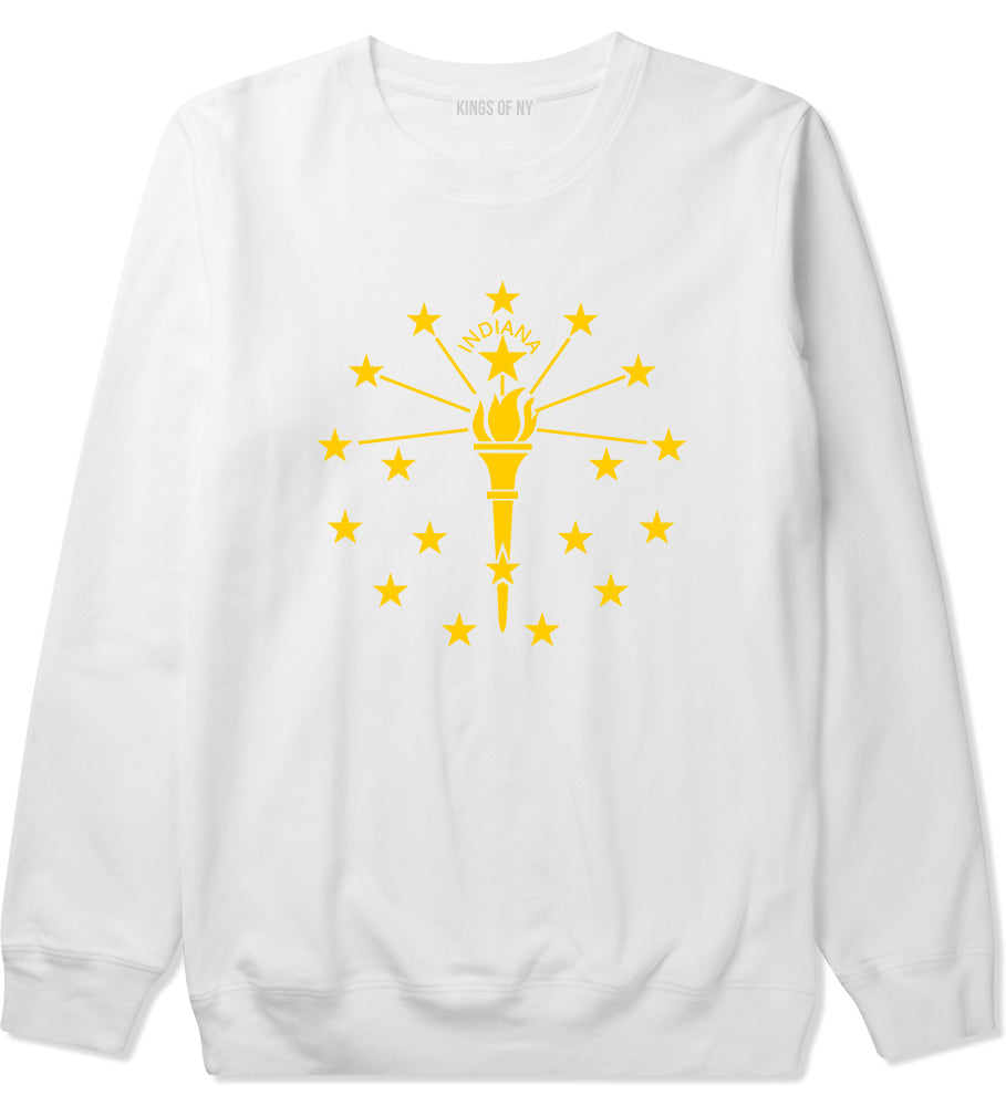 Indiana State Flag Outline Mens Crewneck Sweatshirt White