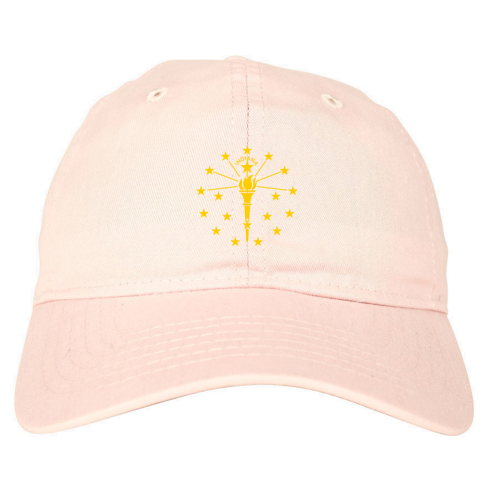 Indiana State Flag Outline Mens Dad Hat Pink