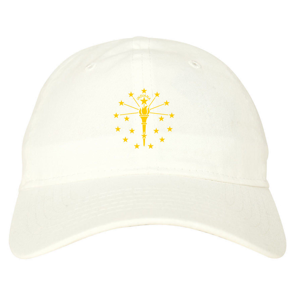 Indiana State Flag Outline Mens Dad Hat White