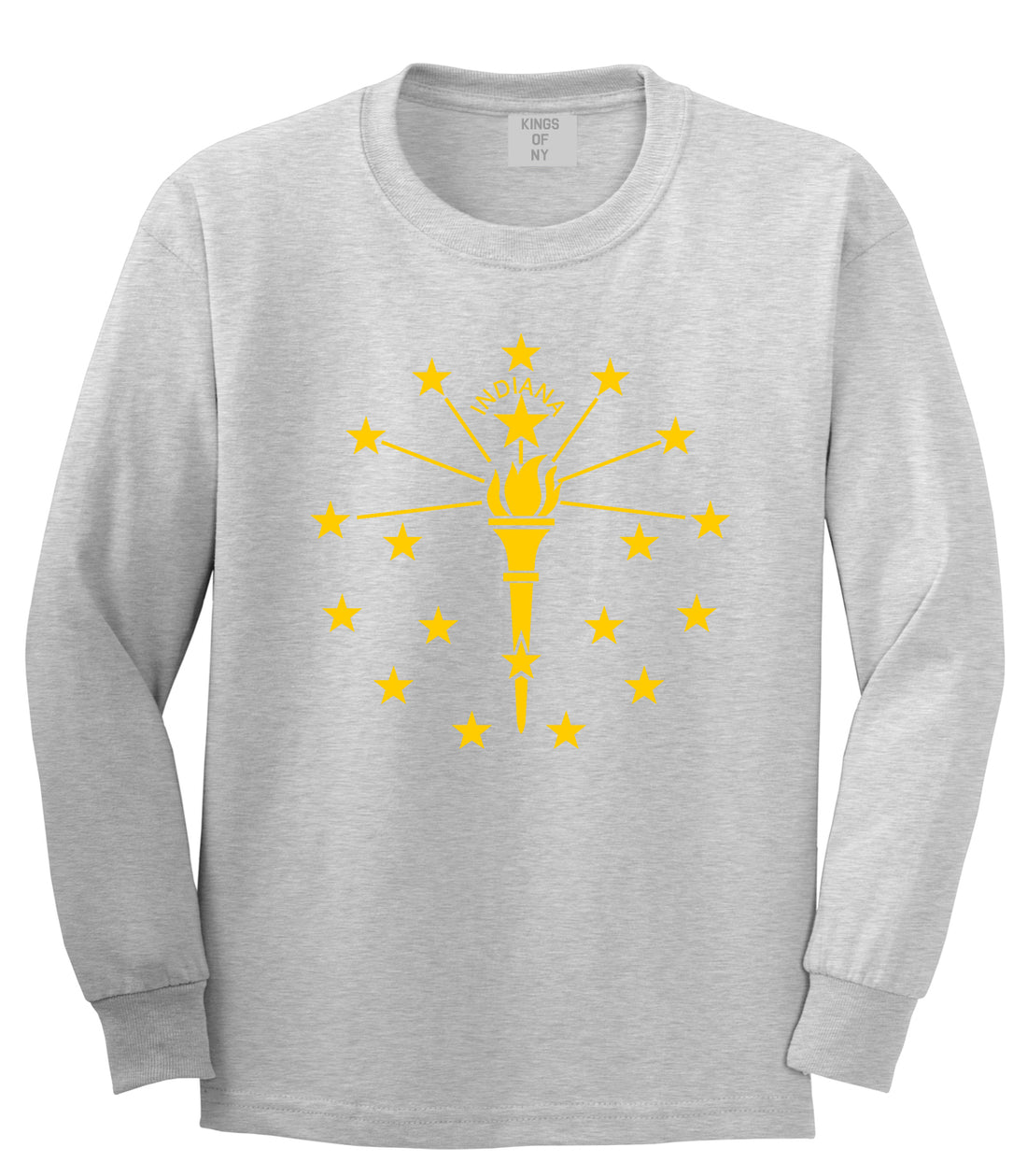 Indiana State Flag Outline Mens Long Sleeve T-Shirt Grey